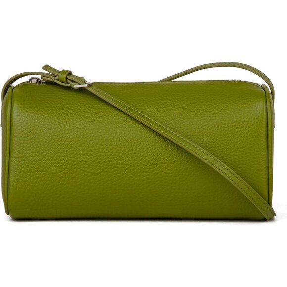 ⚡Women Olive Green Lychee Pattern Full Grained Leather Crossbody Strap Bag - Picture 2 of 5